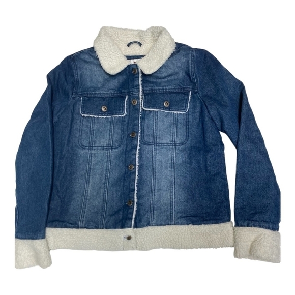 Urban Republic Oversized Sherpa-Lined Denim Jacket - Picture 5 of 11